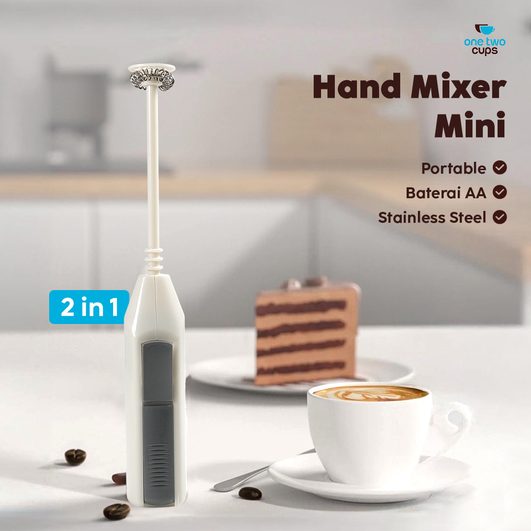 One Two Cups Hand Mixer Mini Pengocok Telur Kopi Milk Frother Battery - 16310