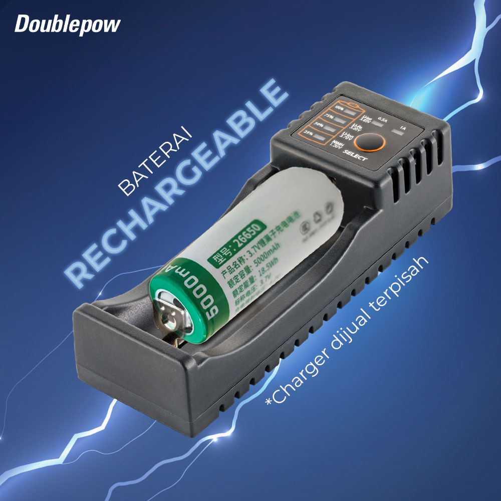 Doublepow Baterai Rechargeable 26650 Li-Ion 3.7V 5000mAh 1 PCS