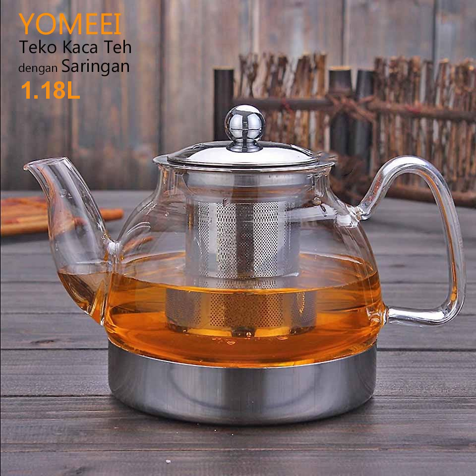 YOMEEI Teko Teh Kaca Saringan Tahan Panas Api Infuser Teapot - TP-760