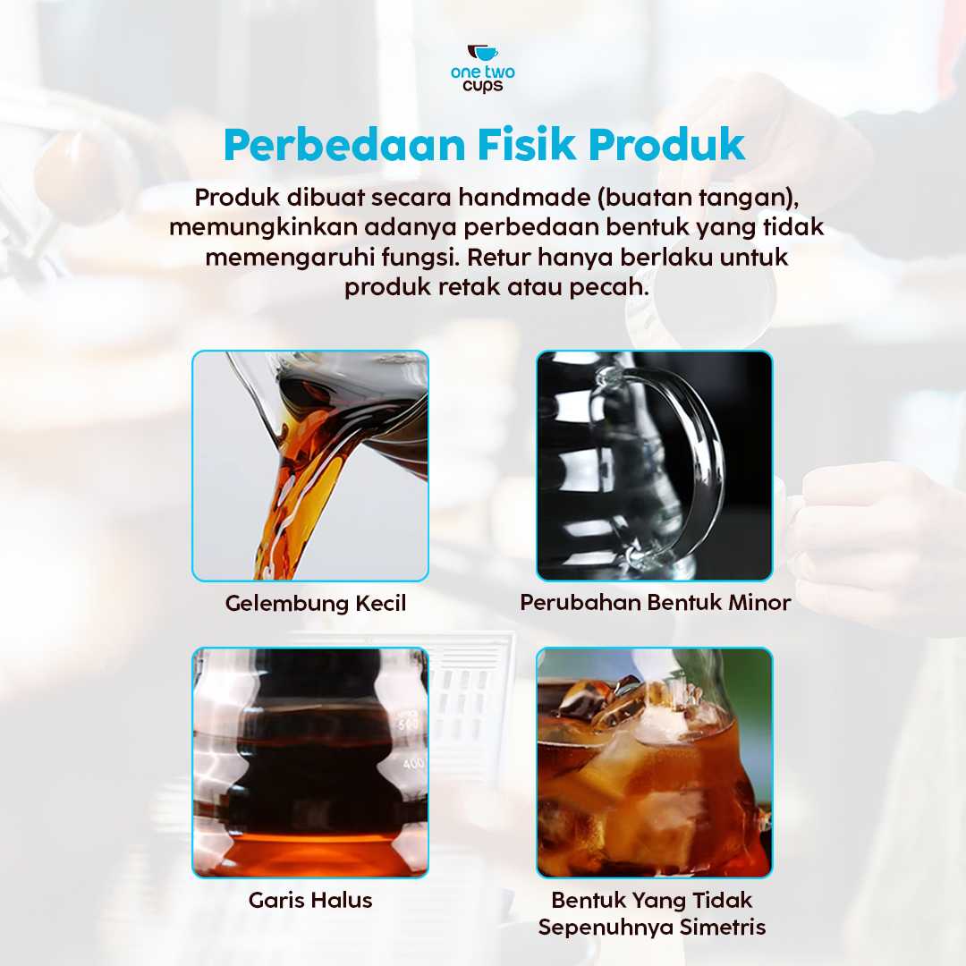 One Two Cups Coffee Server V60 Drip Pour Over Borosilicate Glass - SE101 - Gambar 4