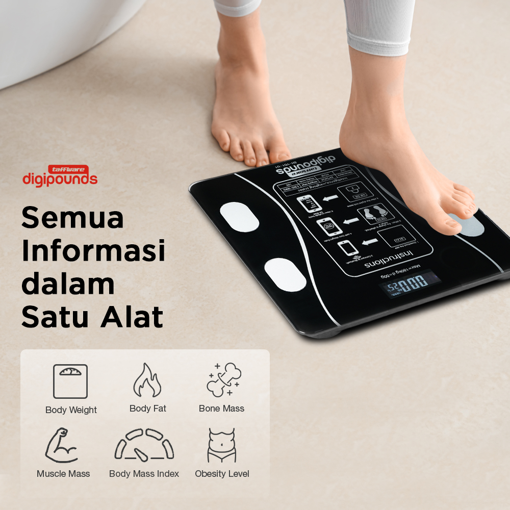 Taffware Digipounds Timbangan Badan Digital Scale Temperature 180kg - SH-Y01-U1