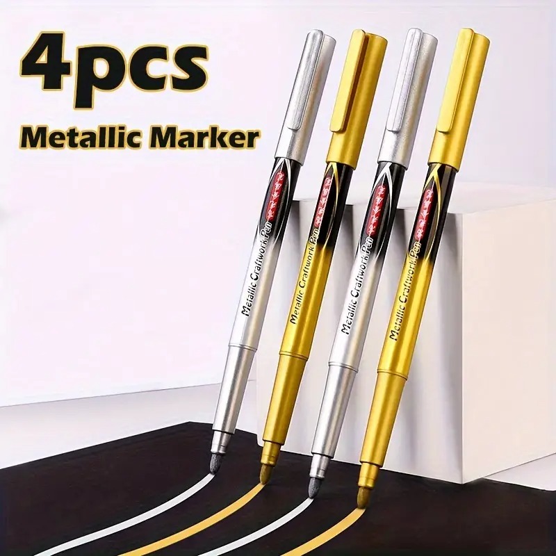 Tyno Spidol Permanen Marker Metallic Chrome Gold Silver 1.5mm 4 PCS - GN550