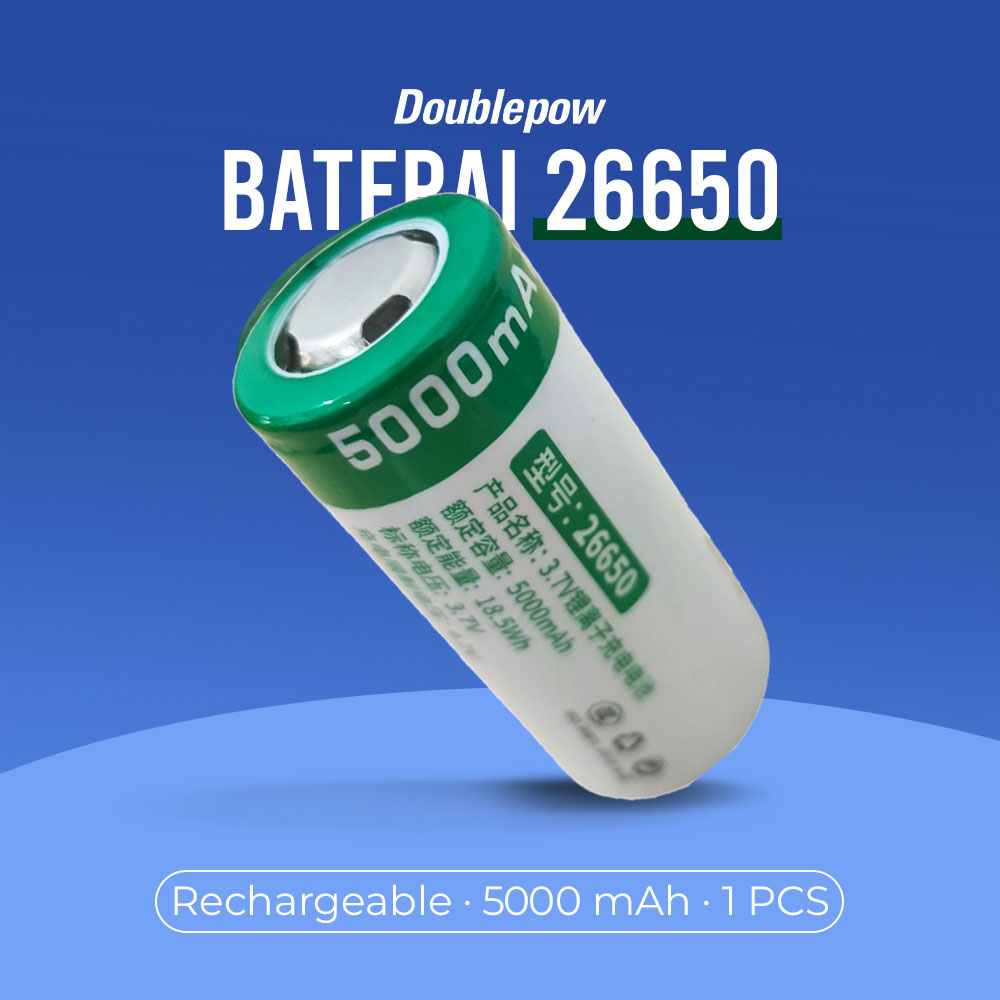 Doublepow Baterai Rechargeable 26650 Li-Ion 3.7V 5000mAh 1 PCS