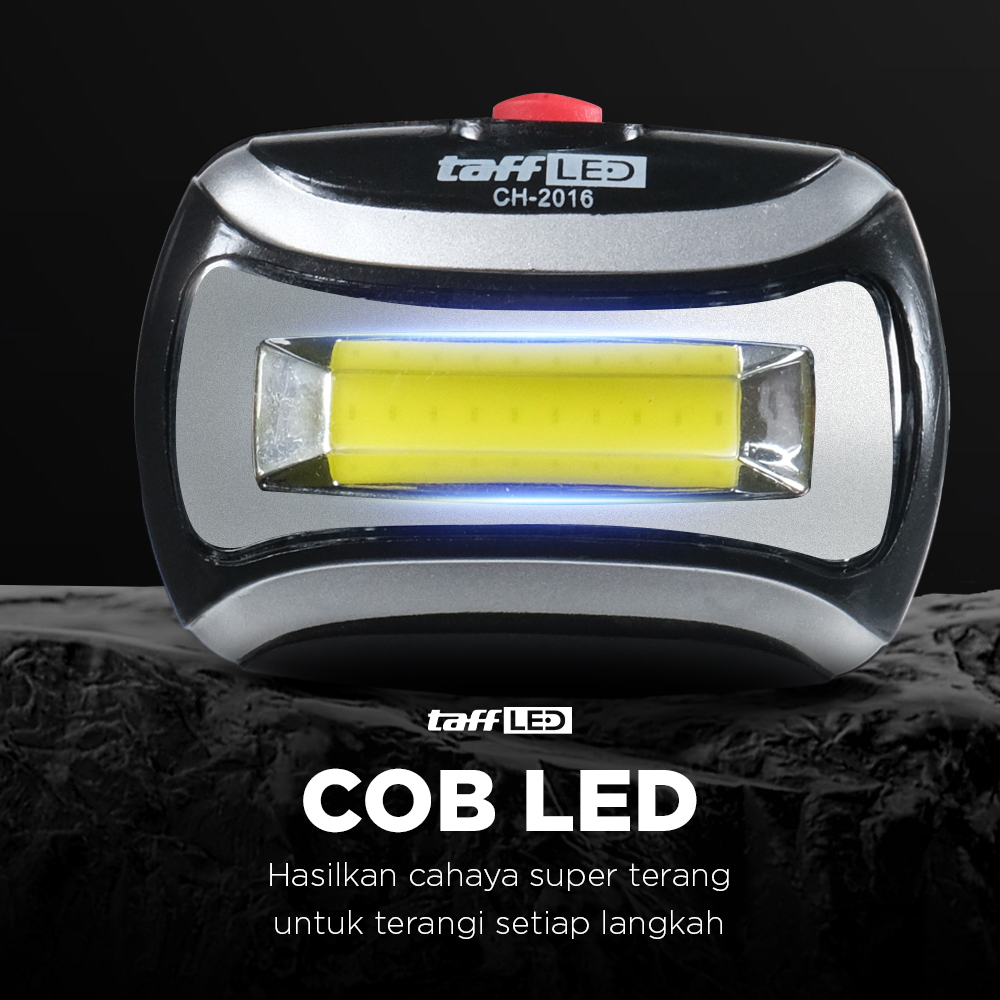 TaffLED Senter Kepala LED COB Headlamp Flashlight Waterproof 3 Modes - CH-2016
