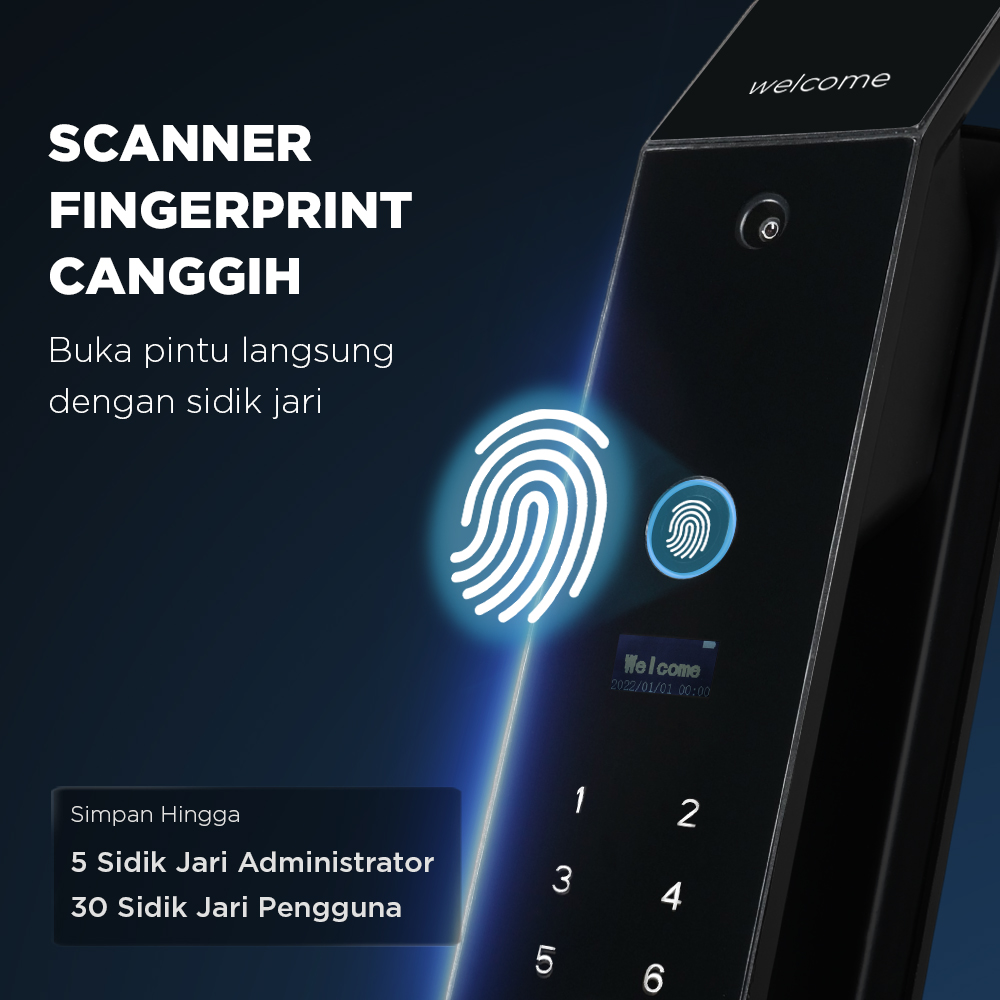 ALOY-X Smart Door Lock Fingerprint Password Card Digital Display Eques - A5