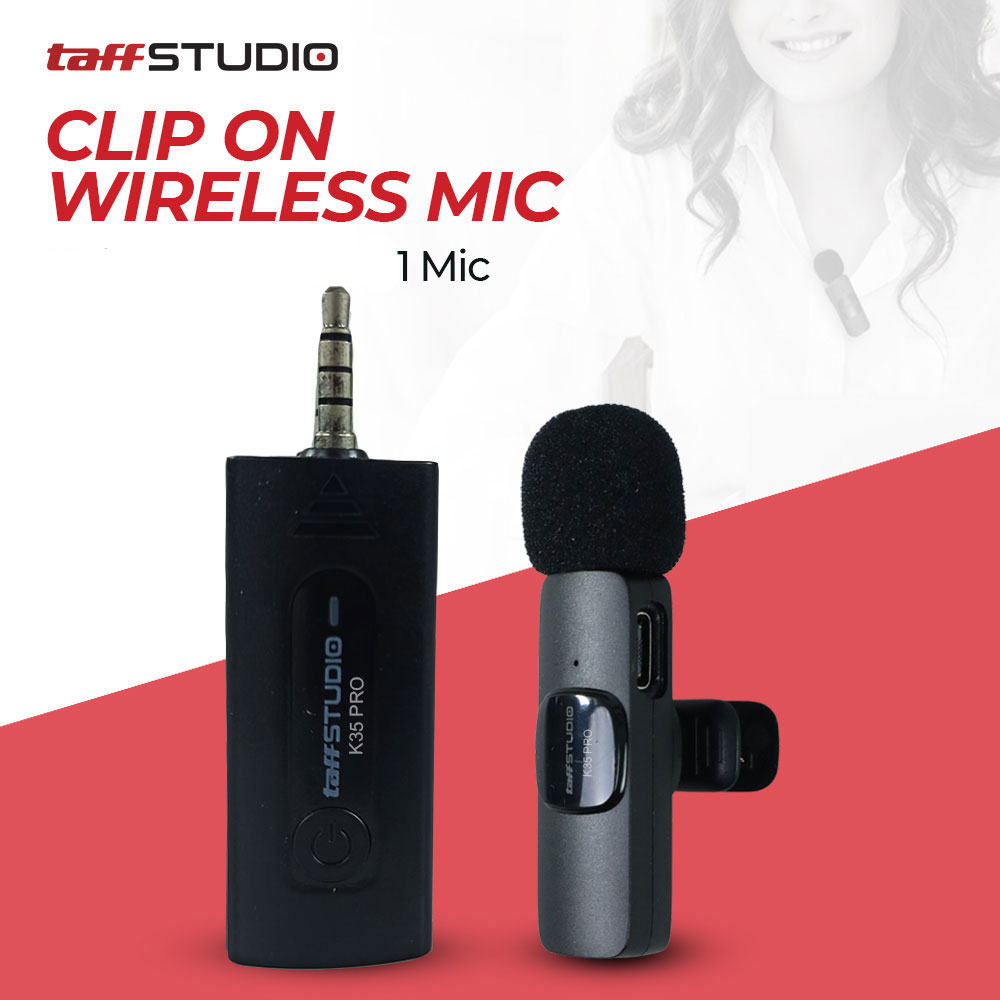 TaffSTUDIO Clip On Mic Wireless Vlogging Singing 3.5mm - K35 Pro