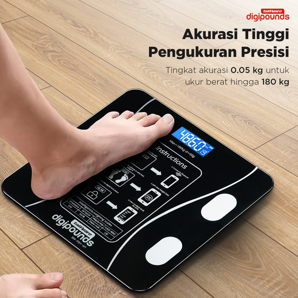 Taffware Digipounds Timbangan Badan Digital Scale Temperature 180kg - SH-Y01-U1