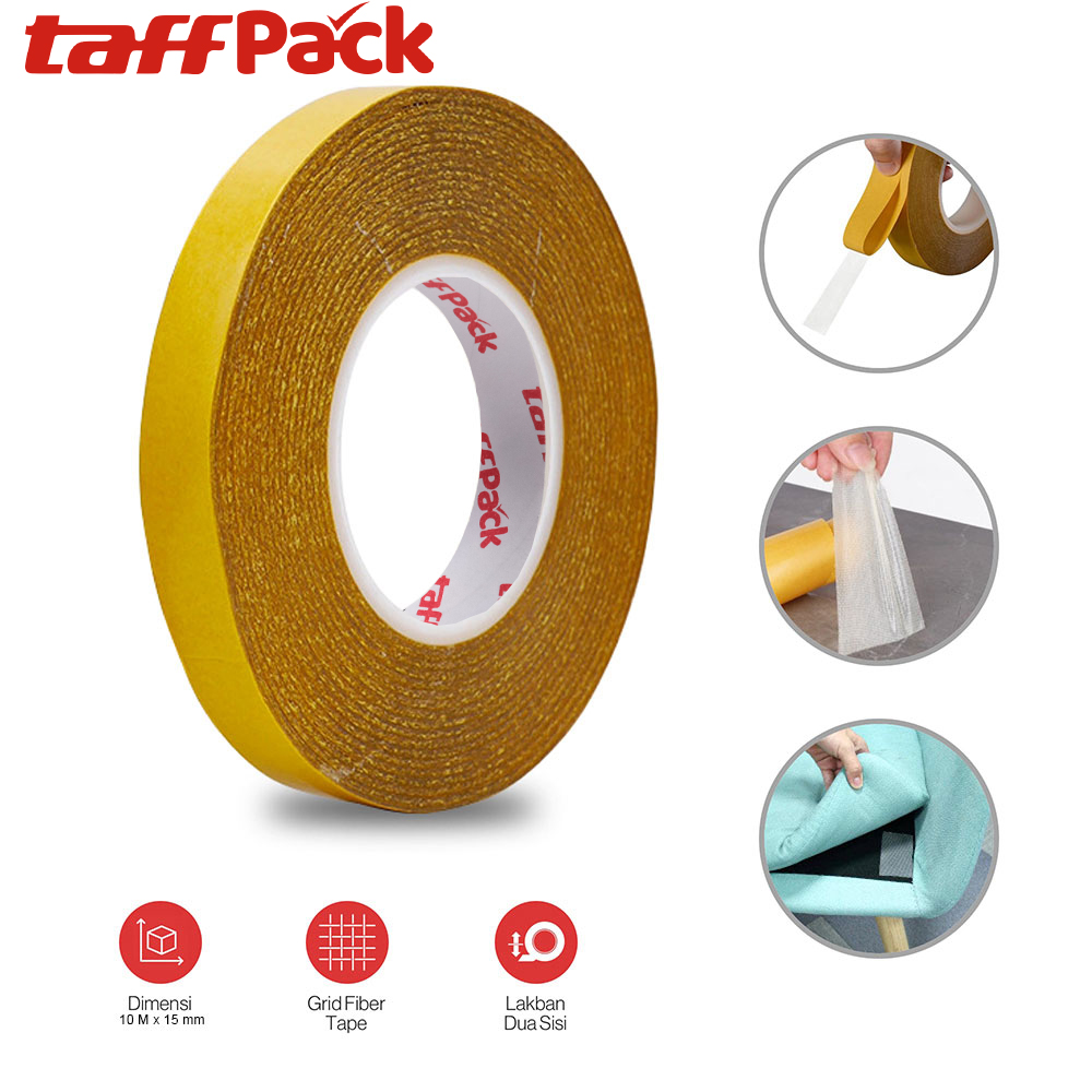TaffPACK Lakban Dua Sisi Super Strong Grid Fiber Double Sided Tape 10M - DA30