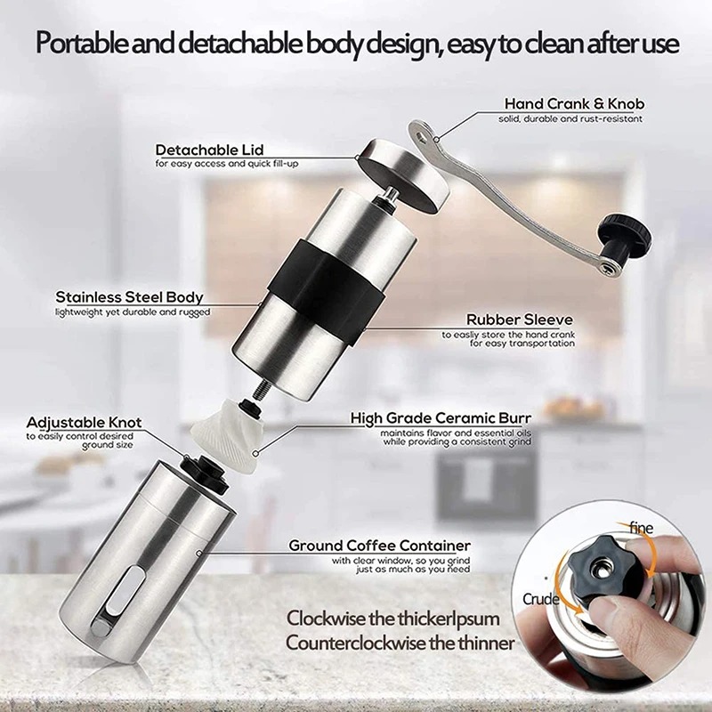 One Two Cups Alat Penggiling Kopi Manual Coffee Grinder Adjustable - OTC48