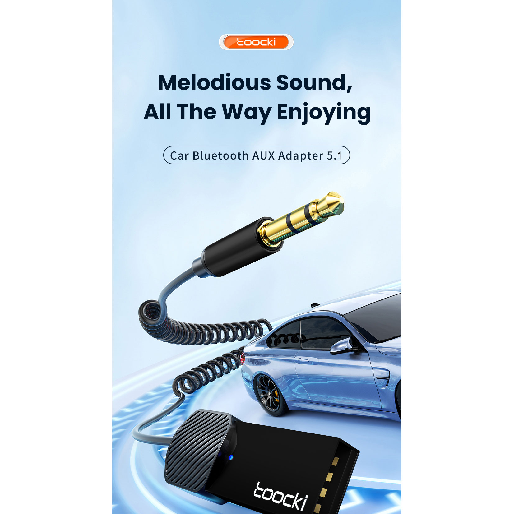 Toocki Audio Bluetooth Receiver Adapter 5.1 USB AUX Anti Delay - TBT01-YS01
