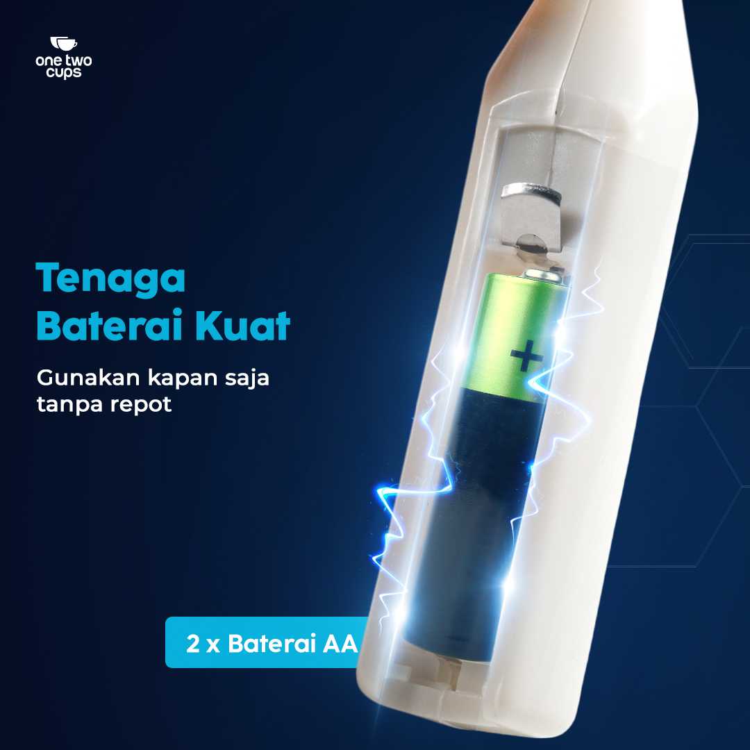 One Two Cups Hand Mixer Mini Pengocok Telur Kopi Milk Frother Battery - HMP35 - Gambar 5