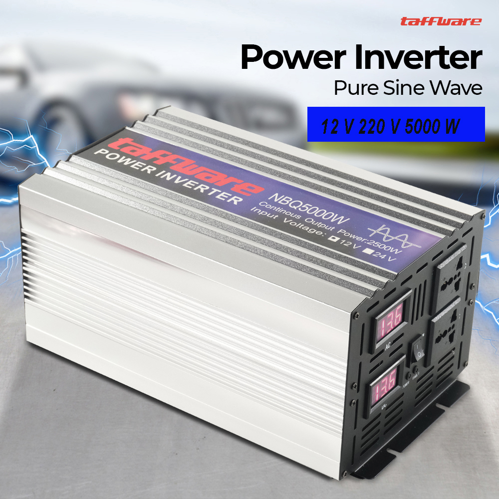Taffware Power Inverter Mobil Pure Sine Wave DC 12V to AC 220V 5000W - NBQ5000W