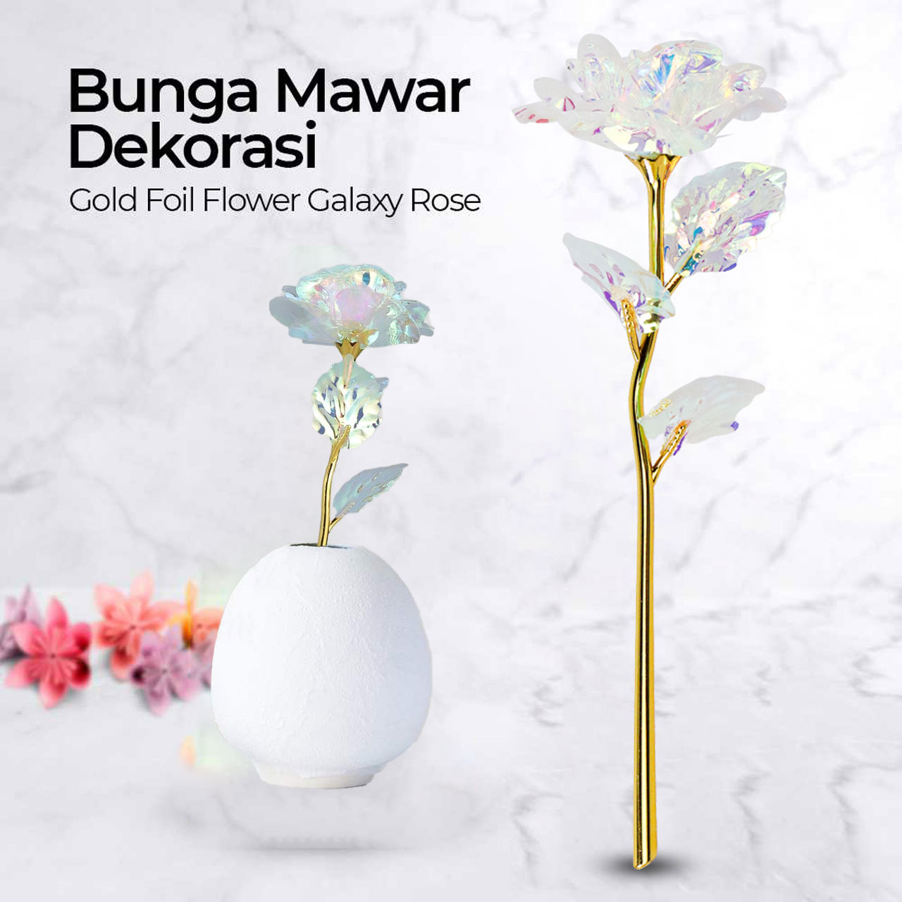 ACEVIVI Bunga Mawar Dekorasi Gold Foil Flower Galaxy Rose - AC0113