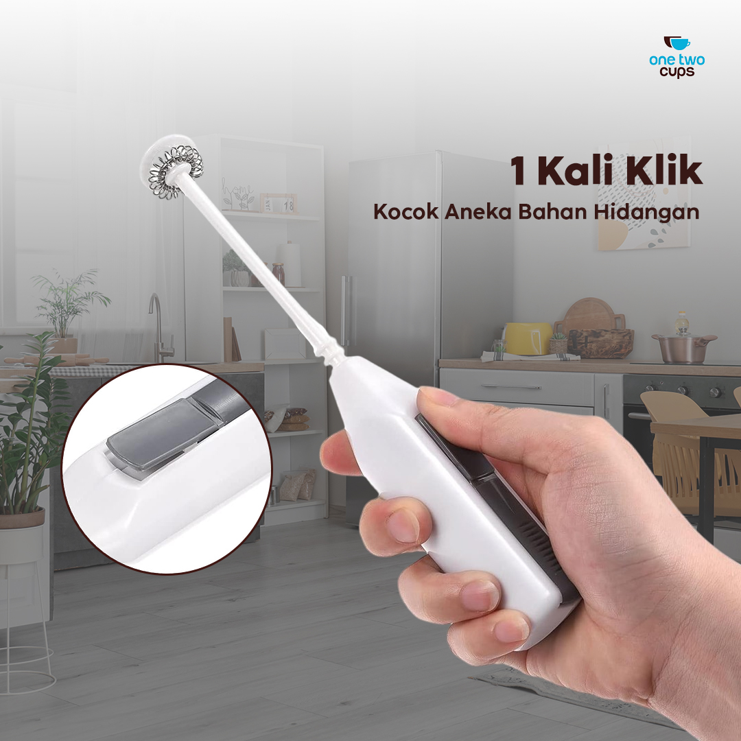 One Two Cups Hand Mixer Mini Pengocok Telur Kopi Milk Frother Battery - 16310