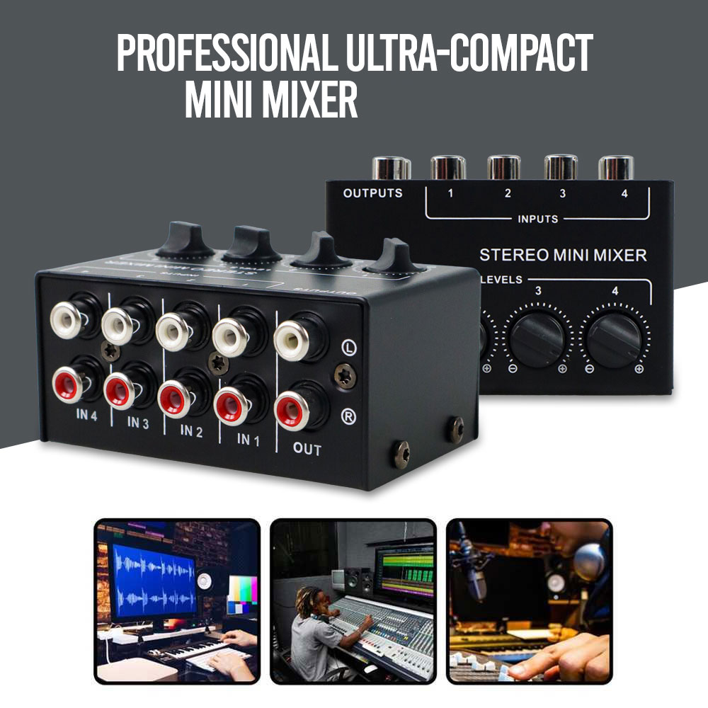STERO Professional Stereo Mini Mixer Audio Ultra-Compact 4 Channel - CX400
