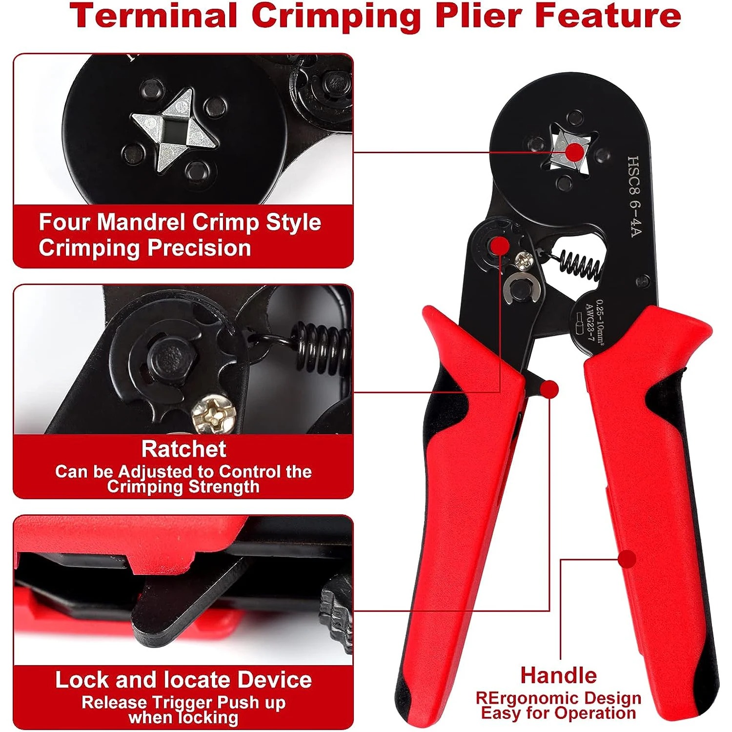 AOKI Tang Crimper Terminal Cable Connector Four Mandrel Crimping Plier - HSC8 6-4A