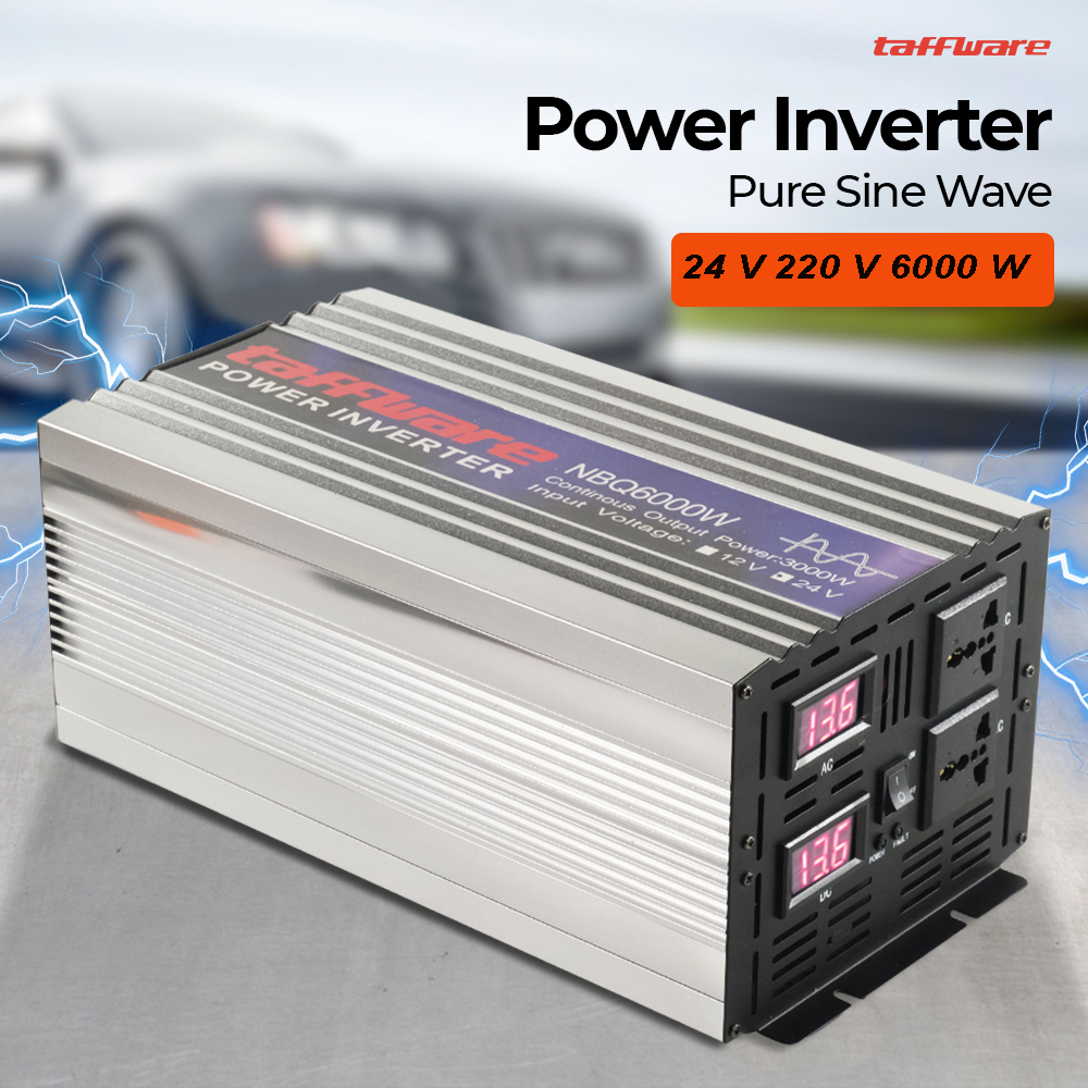 Taffware Power Inverter Mobil Pure Sine Wave DC 24V to AC 220V 6000W - NBQ6000W