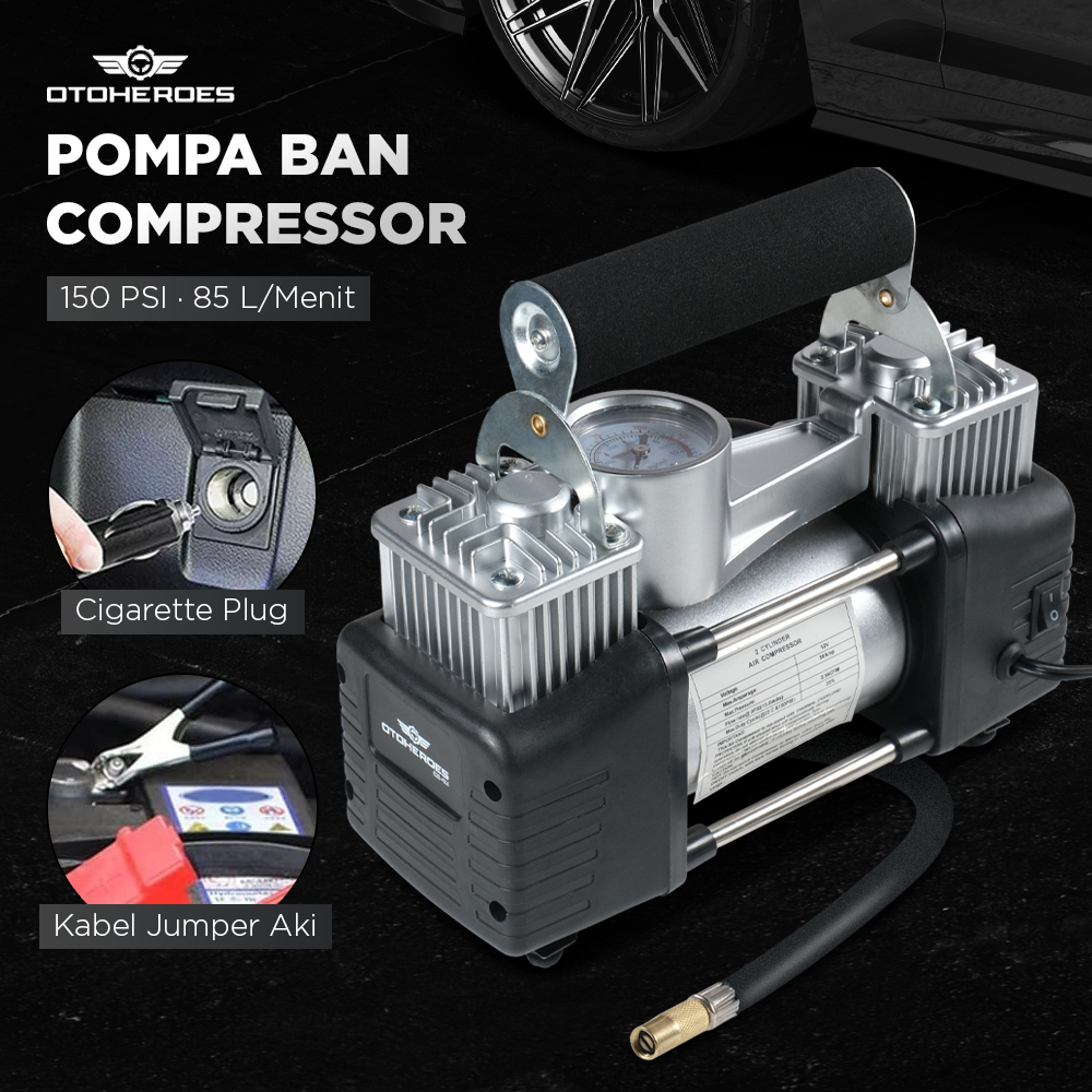 OTOHEROES Pompa Ban Compressor Double Cylinder 12V 150 PSI - 628-4X4