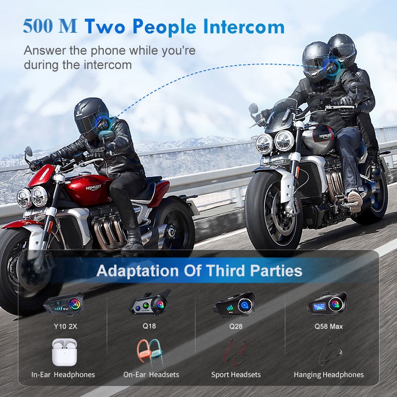 EAUTO Intercom Helm Bluetooth Headset 2 Riders Camera Recorder 1080p - Q28-2X