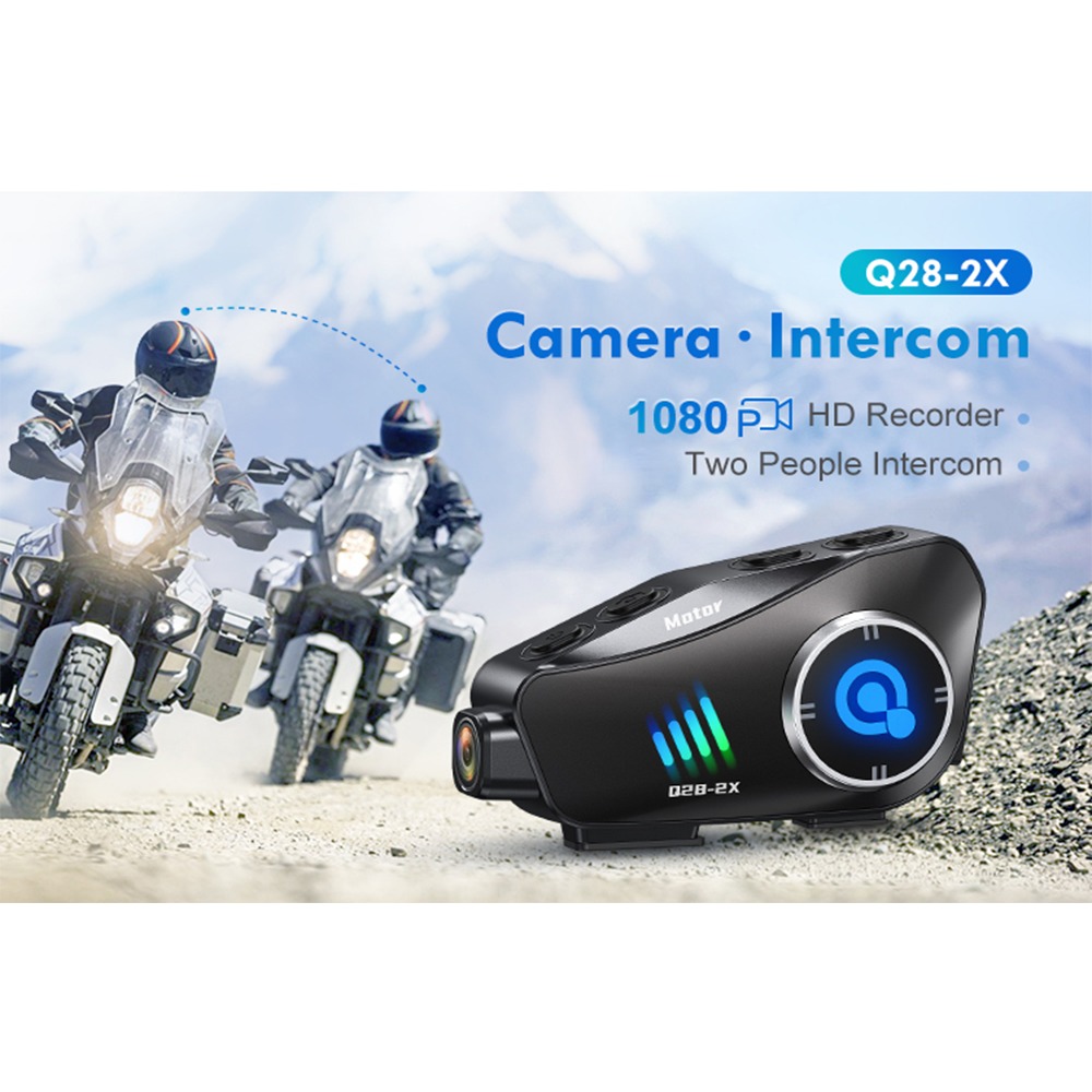 EAUTO Intercom Helm Bluetooth Headset 2 Riders Camera Recorder 1080p - Q28-2X