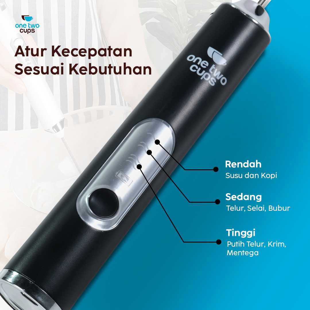 One Two Cups Hand Mixer Mini 2in1 Pengocok Telur Whisk Milk Frother - HMW15 - Gambar 3