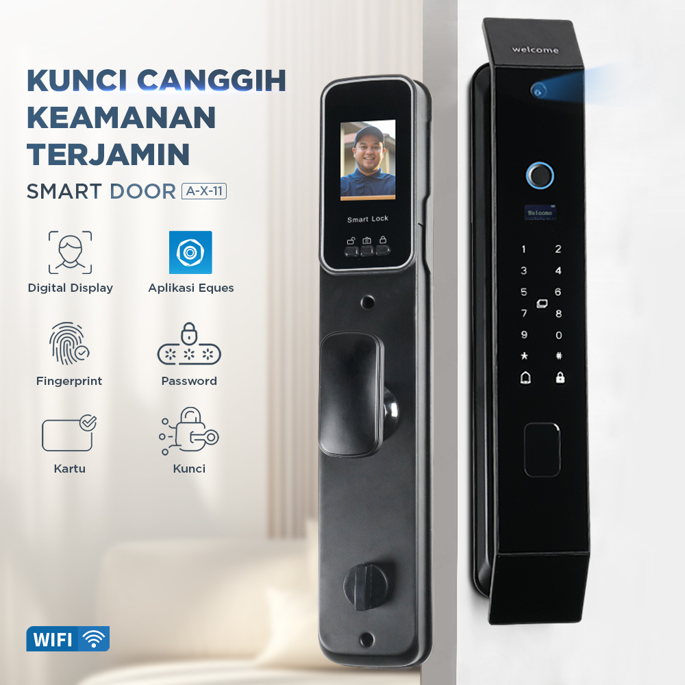 ALOY-X Smart Door Lock Fingerprint Password Card Digital Display Eques - A5