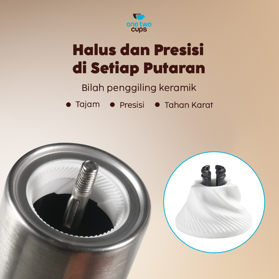 One Two Cups Penggiling Biji Kopi Manual Coffee Grinder Adjustable - E810