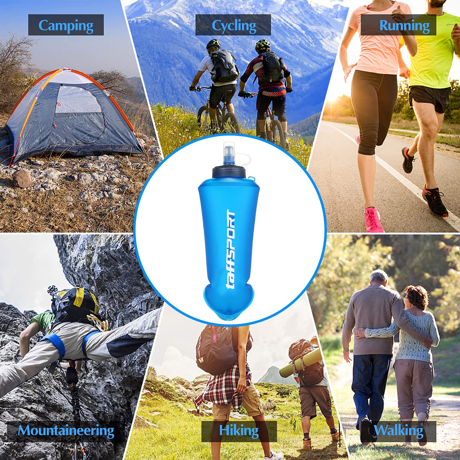 TaffSPORT Botol Minum Soft Flask Foldable Sport Water Bottle TPU 500ml - TFG-50