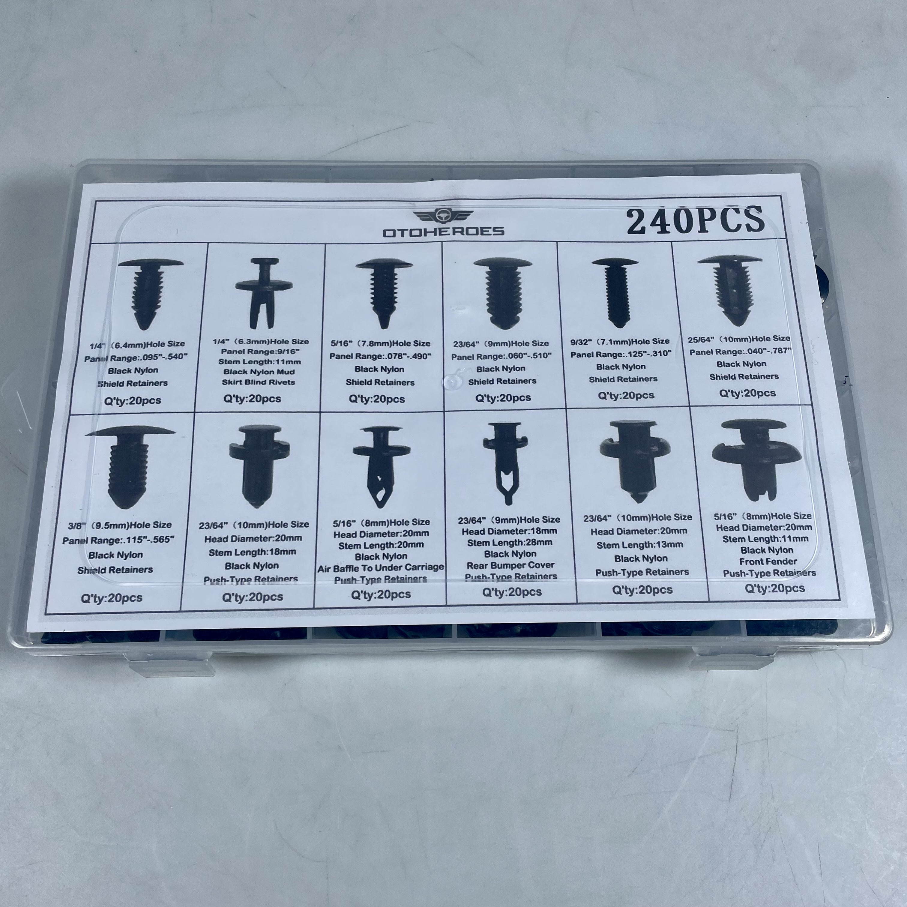 OTOHEROES Baut Rivet Mobil Snap Joint Clips 240 PCS with Pengungkit - HE01