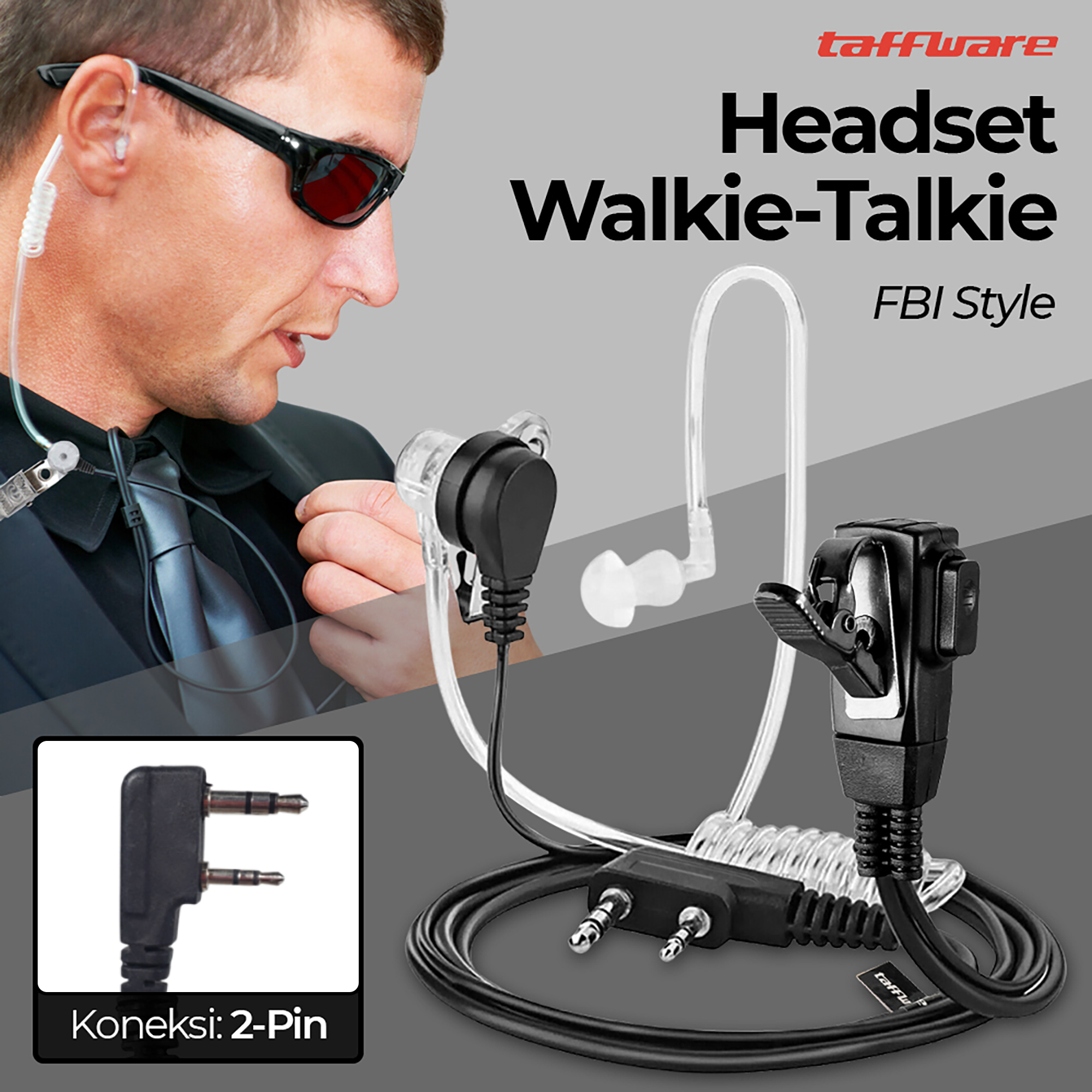 Taffware Headset Earphone FBI Style Air Duct untuk Walkie Talkie - C93A