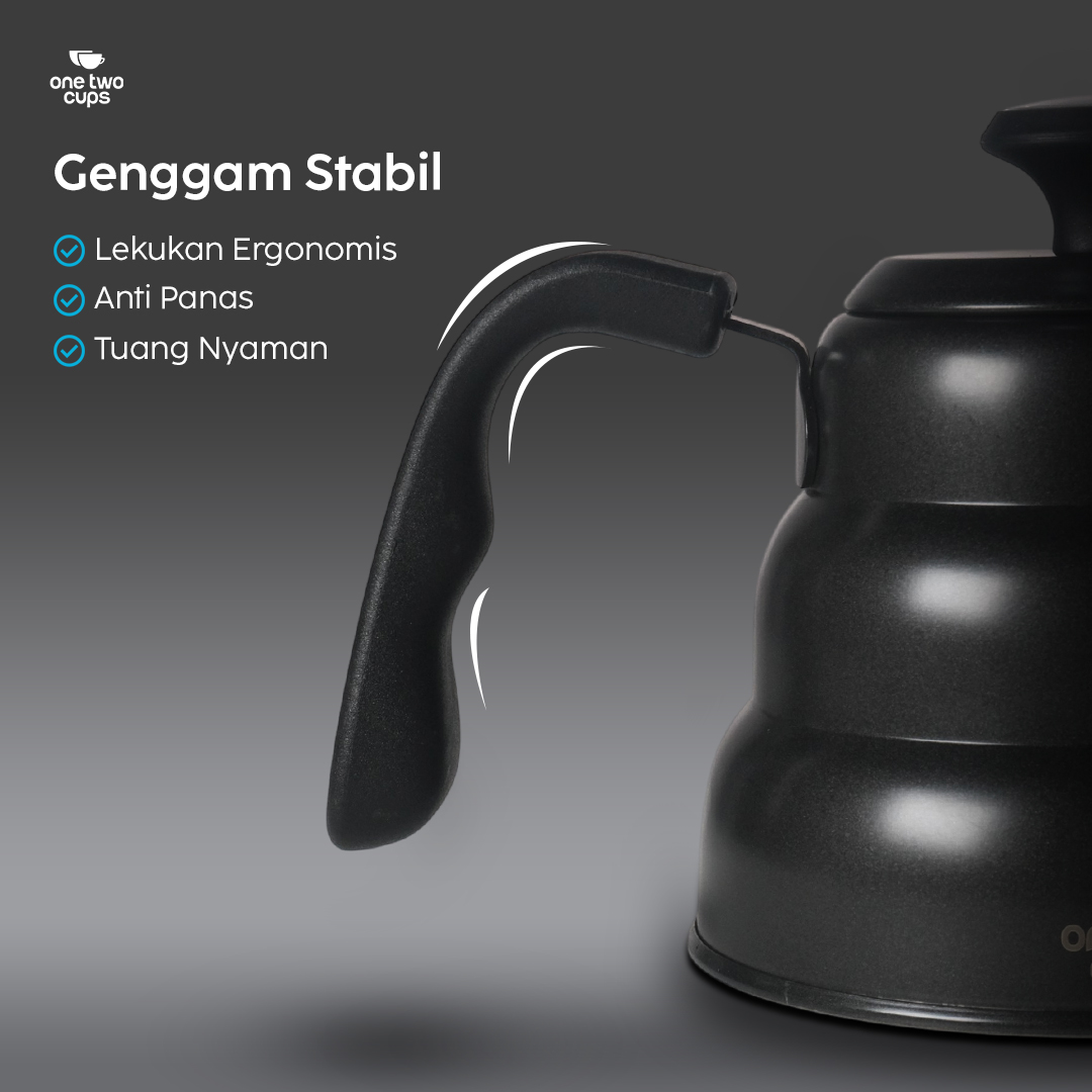 One Two Cups Teko Kopi Leher Angsa Pour Over Kettle Thermometer 1L - PRF12