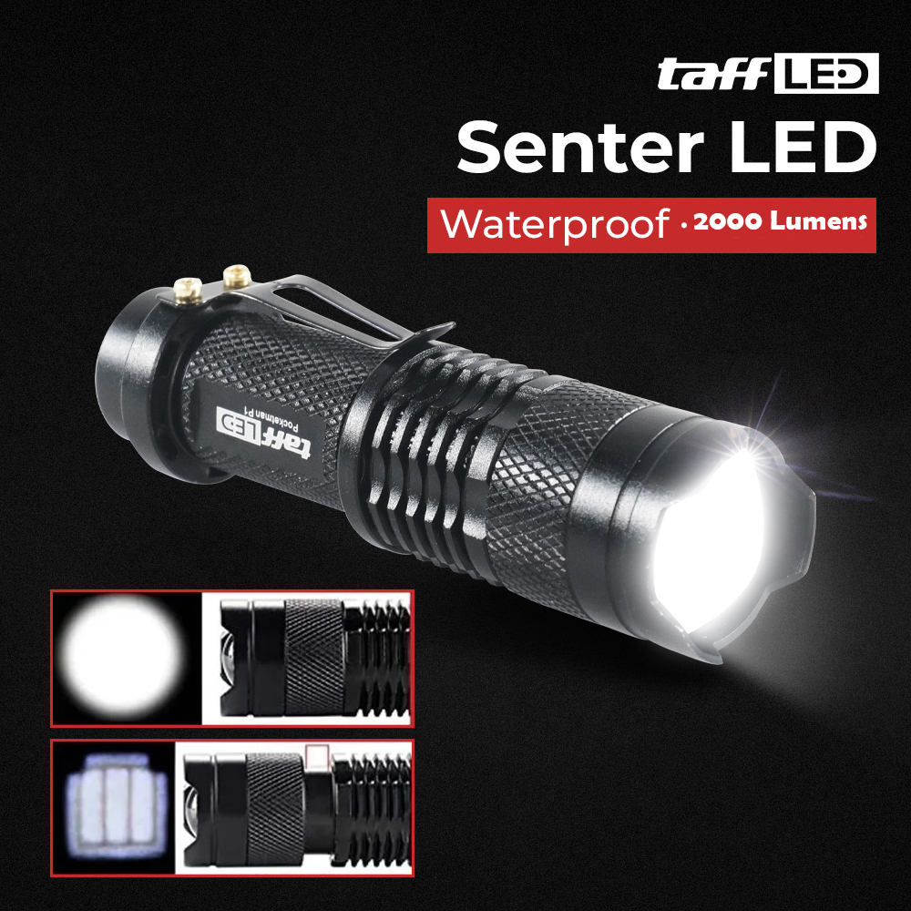 TaffLED Senter LED 2000 Lumens Zoom Waterproof - Pocketman P1