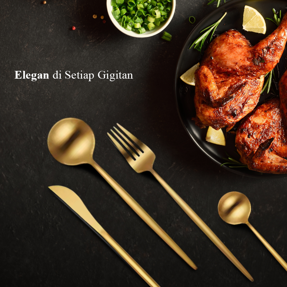 YUSANHAO Set Alat Makan Perlengkapan Sendok Garpu Pisau Cutlery 24 PCS - DS0053