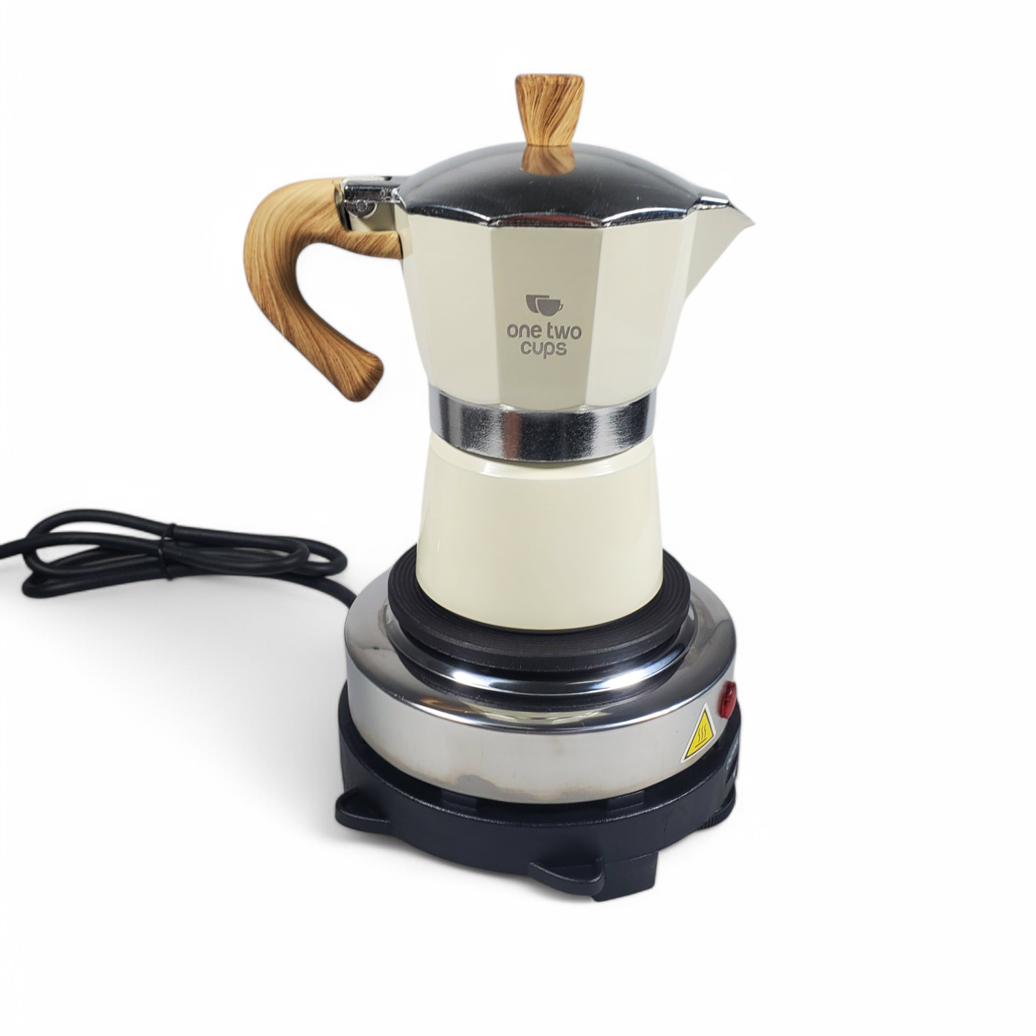One Two Cups Moka Pot Espresso Coffee Maker 3 Cup 150ml with Heater - WY-03E