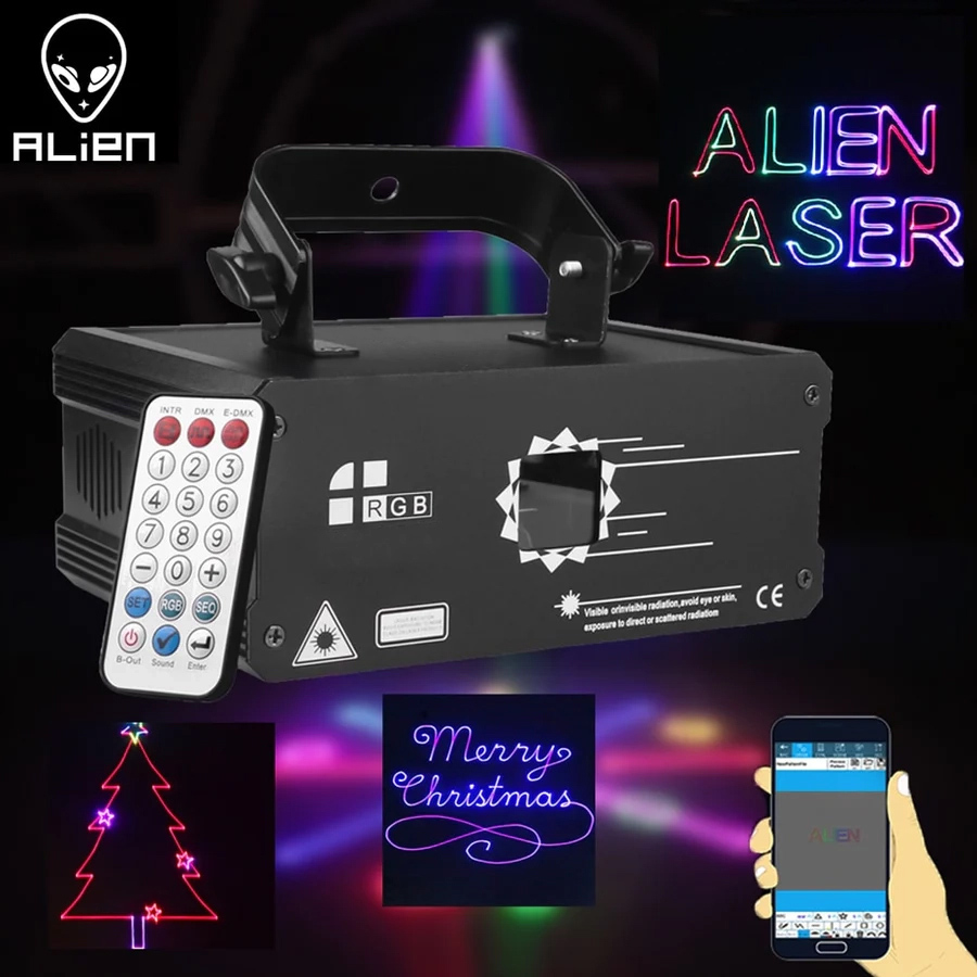 Alien Lampu Proyektor Disco RGB Animation Laser Bluetooth DMX512 500mW - F6A