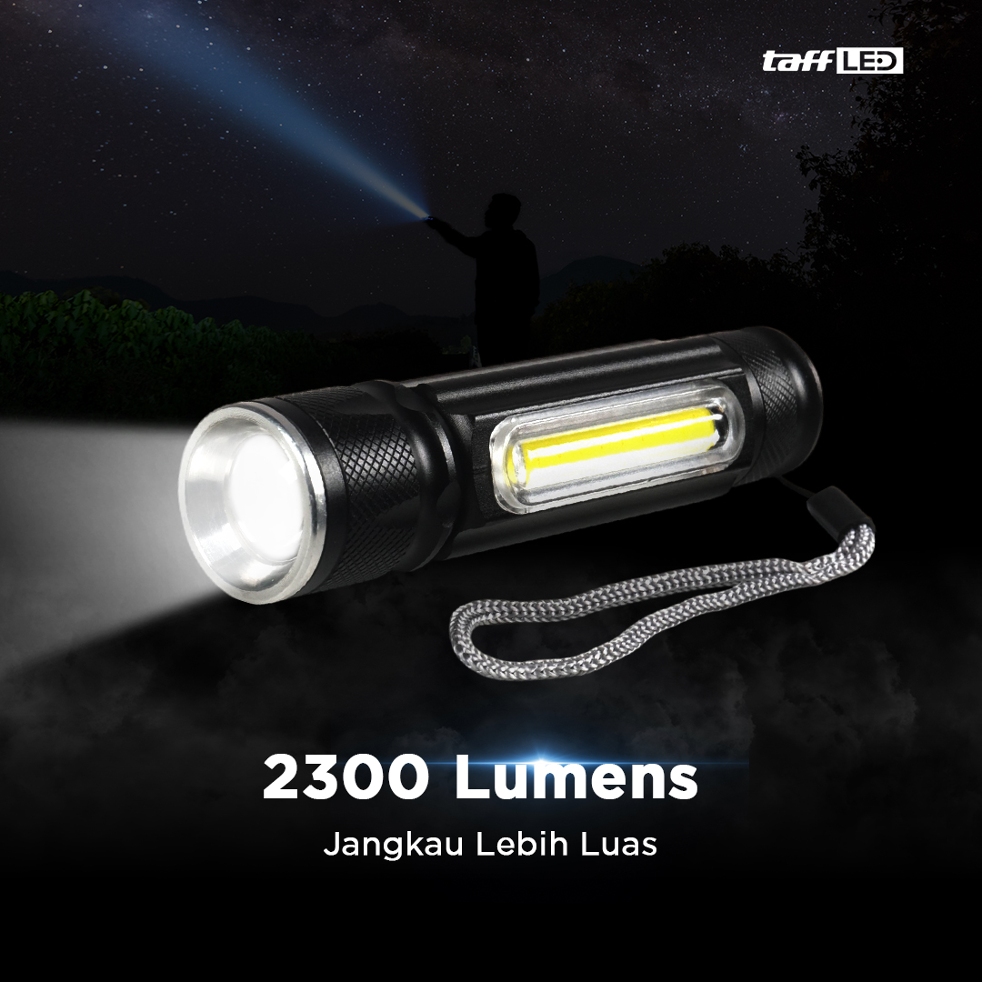 TaffLED Senter LED Lentera USB Cree XML T6 dan COB 2300 Lumens - WY8106