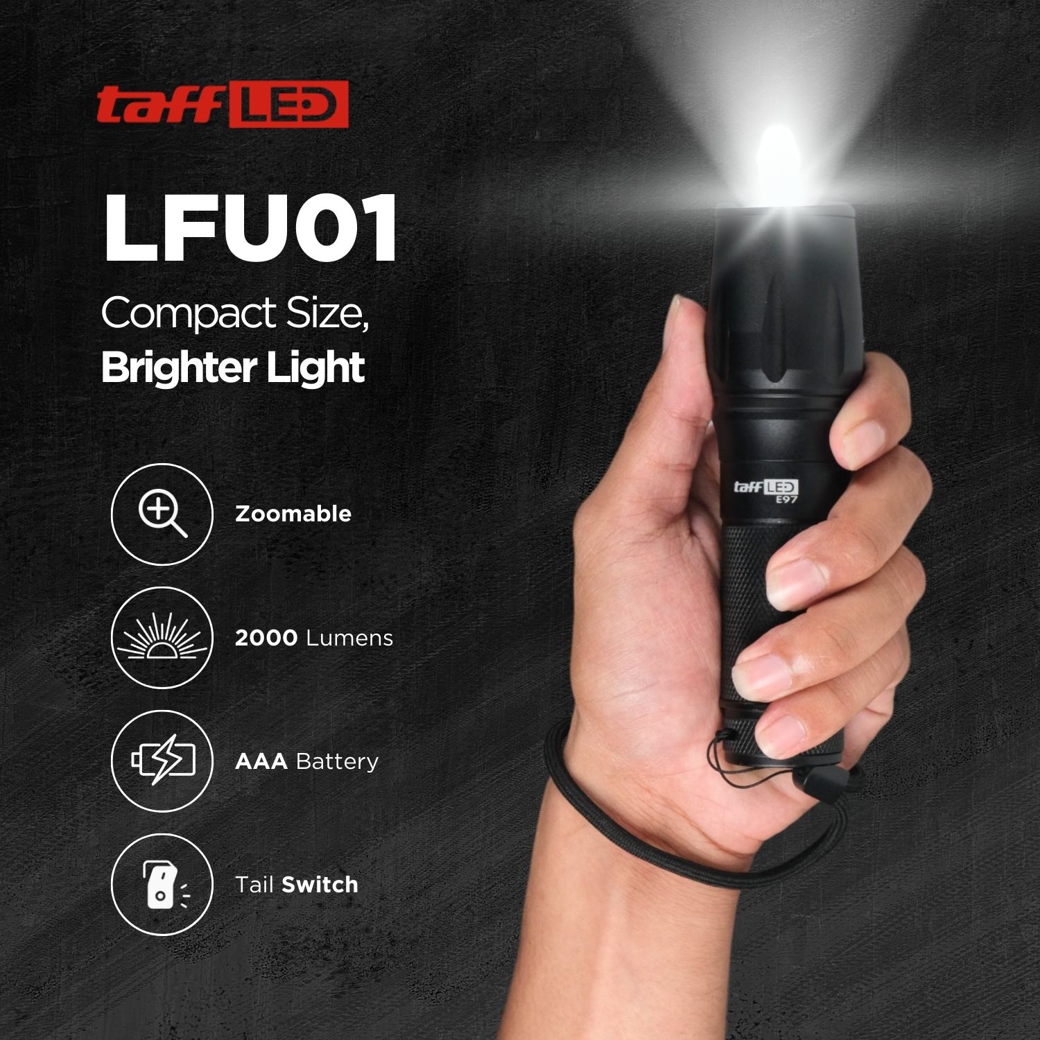 TaffLED Senter Tactical XML-T6 3000 Lumens Dengan Baterai Charger Box - E97