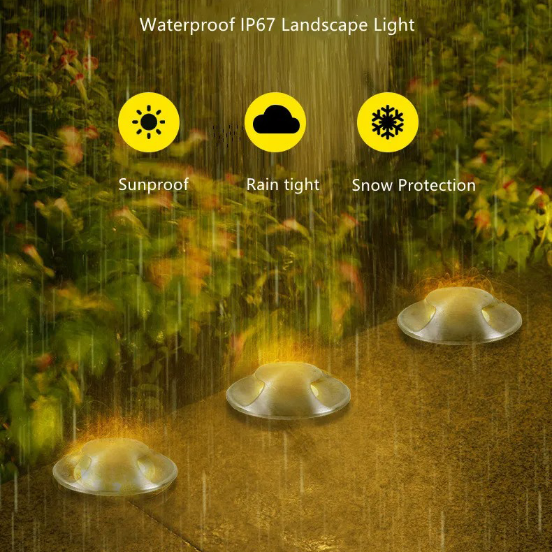 HOSUYHUA Lampu Taman Hias Tanam Ground Light IP67 Warm White 3000K 3W - HS12V