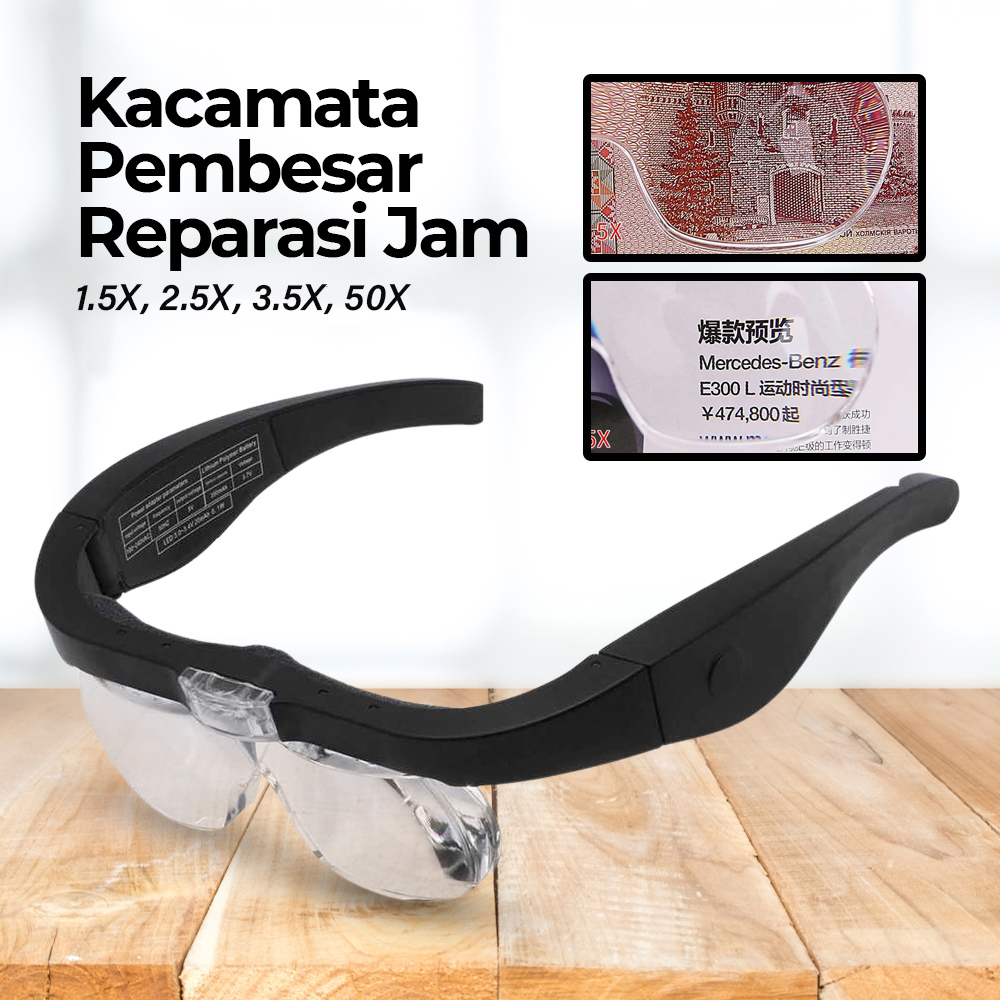 ZEAST Kaca Pembesar Kacamata Reparasi Lup with 2 LED 4 Magnifier Lens - 11537DC