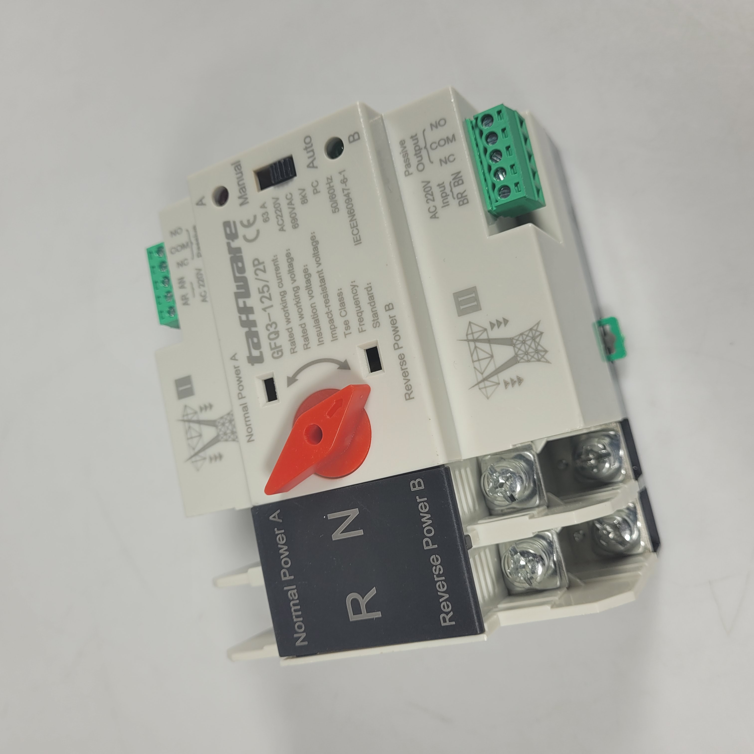 Taffware DIN Rail Power Supply Automatic Control Transfer Switch 2P - GFQ3-125/2P