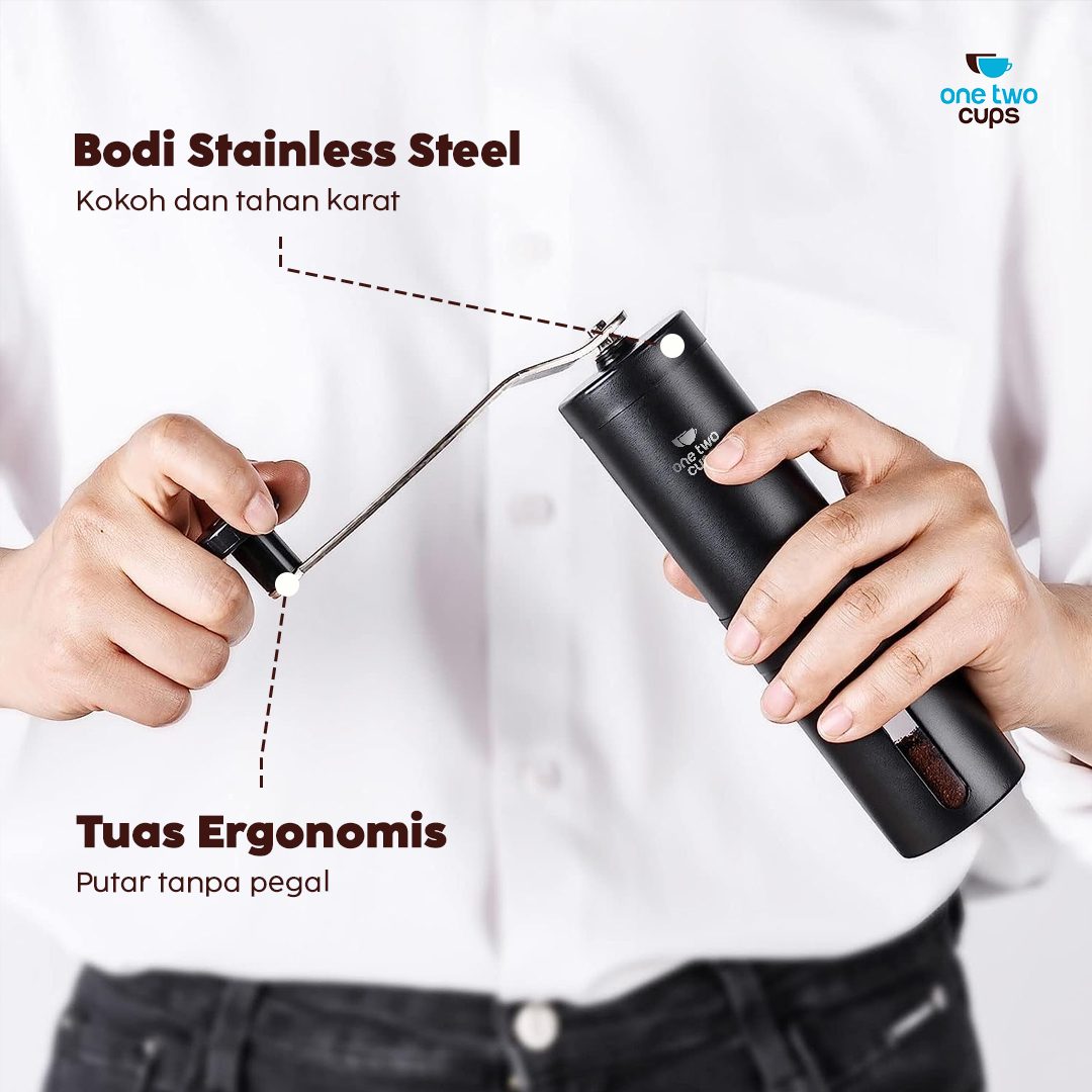 One Two Cups Penggiling Biji Kopi Manual Coffee Grinder Adjustable - E810