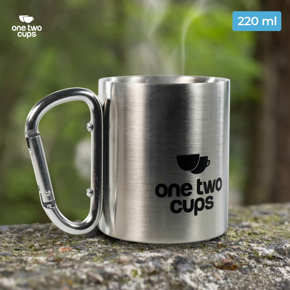 One Two Cups Cangkir Kopi Stainless Steel Carabiner Camping Cup 220ml - VB1