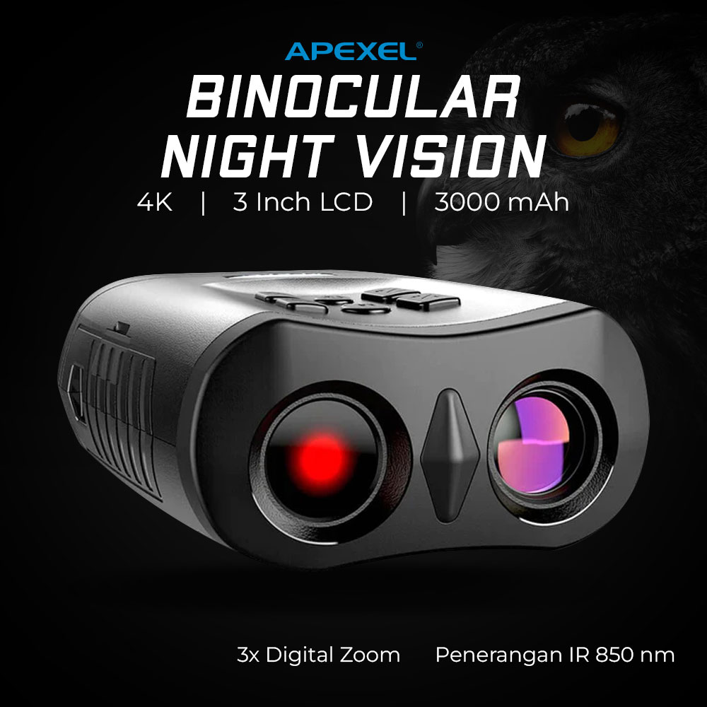 APEXEL Teropong Binocular Night Vision Recorder 4K 3Inch LCD 3000mAh - APL-NV009
