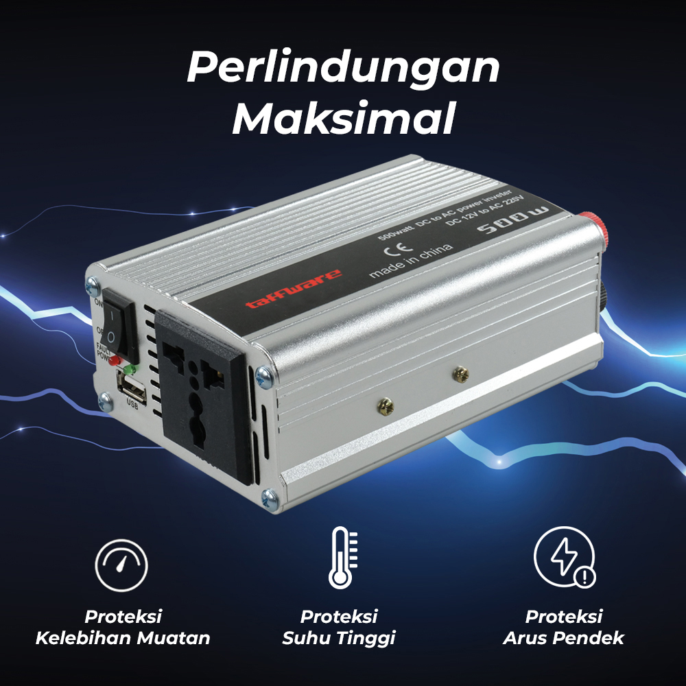 Taffware Car Power Inverter DC 12V to AC 220V 500W - SAA-500A
