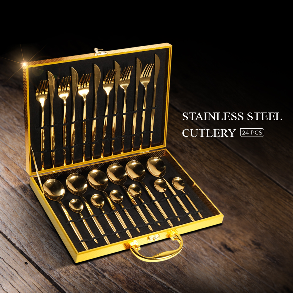YUSANHAO Set Alat Makan Perlengkapan Sendok Garpu Pisau Cutlery 24 PCS - DS0053