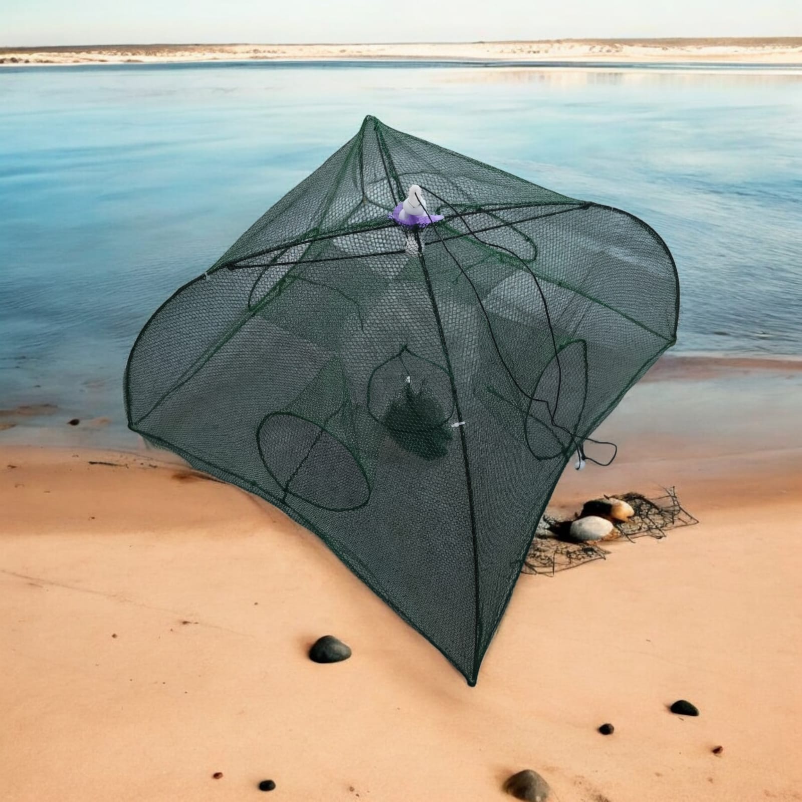 Jaring Pancing Ikan Udang Automatic Fold Umbrella Fishing Net 5 Holes