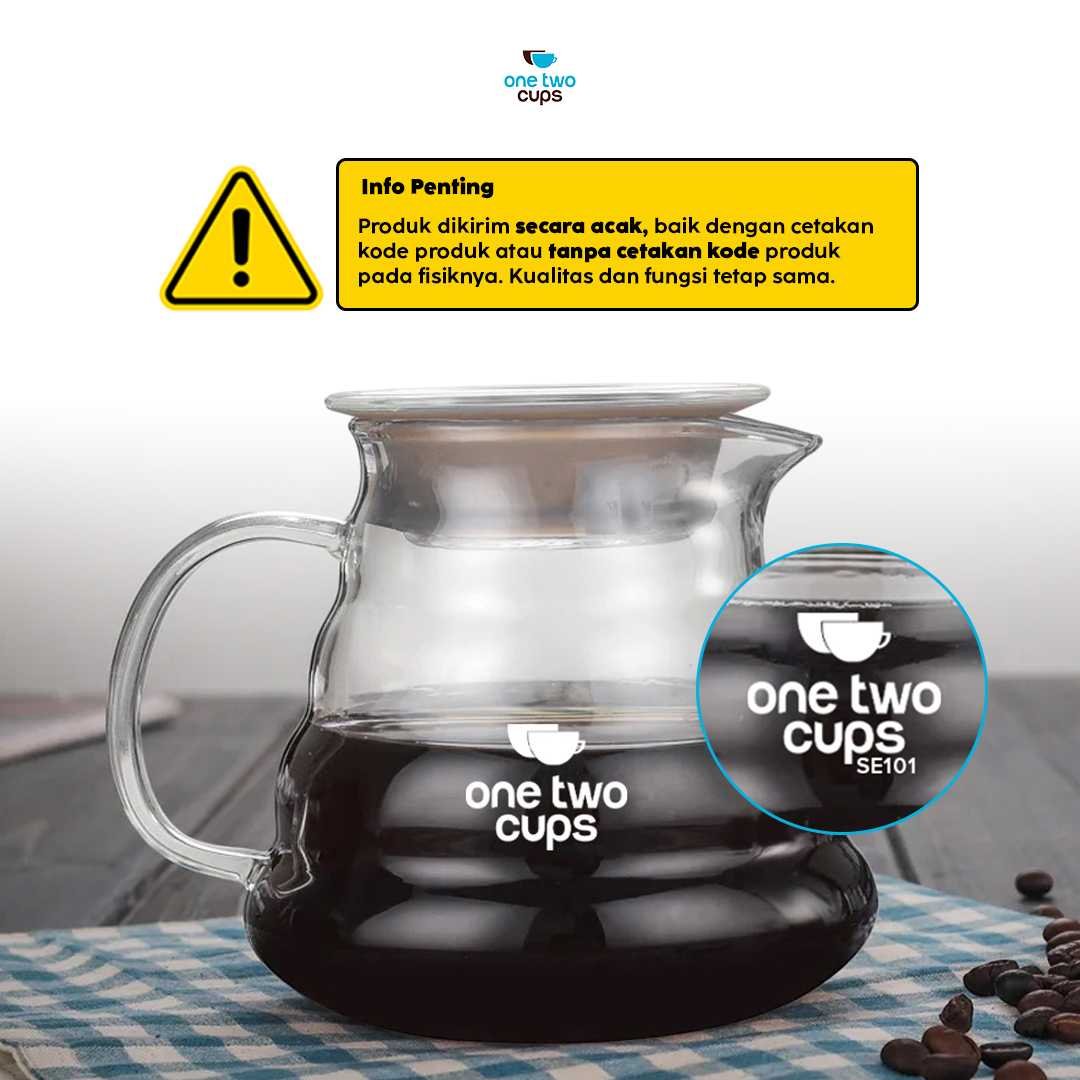 One Two Cups Coffee Server V60 Drip Pour Over Borosilicate Glass - SE101 - Gambar 6