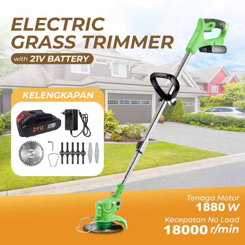 DEXCOM Mesin Pemotong Rumput Taman Grass Cutter with Battery 21V - HA-1821