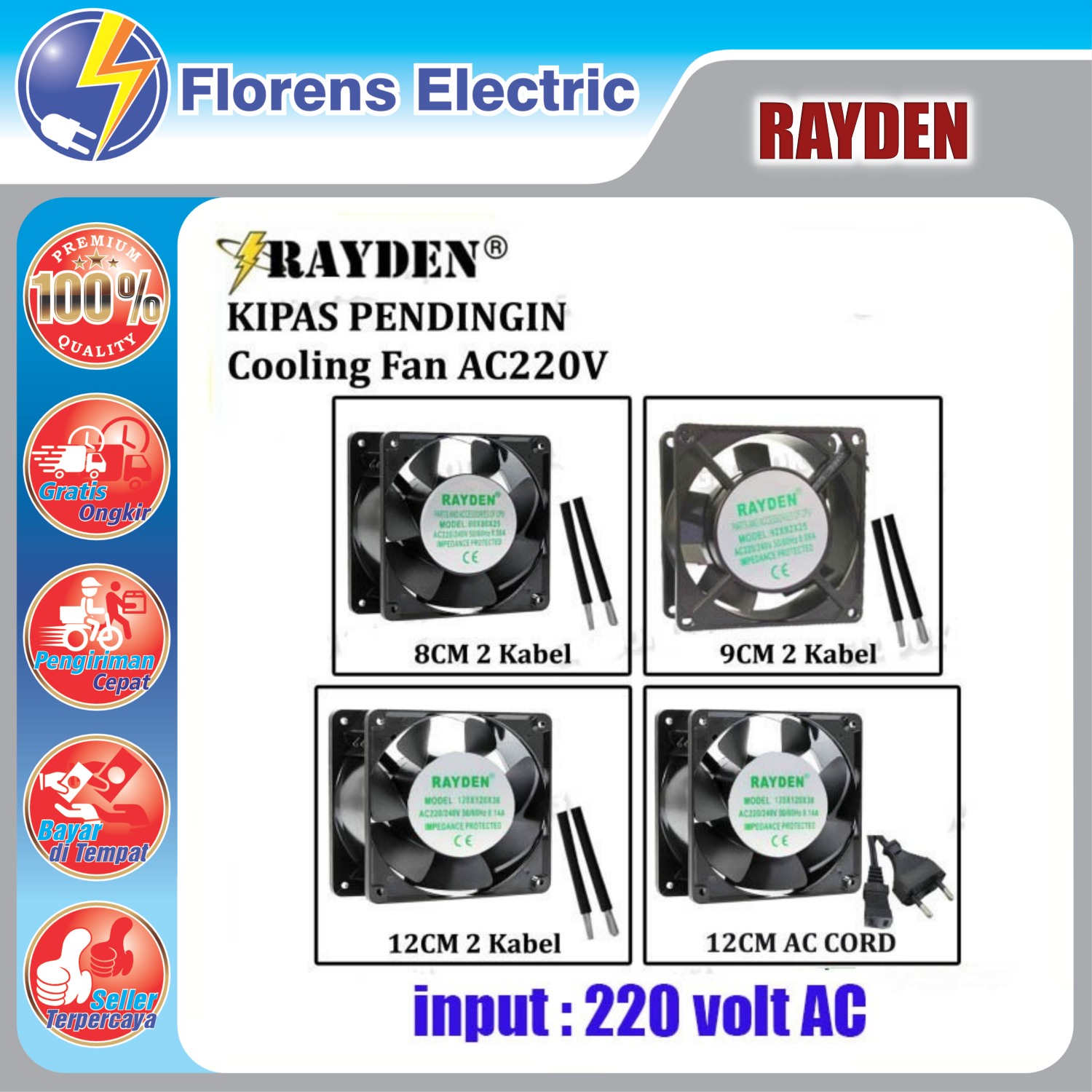 Jual RAYDEN 220v Mini Cooling Fan AC 220 V Exhaust Kipas