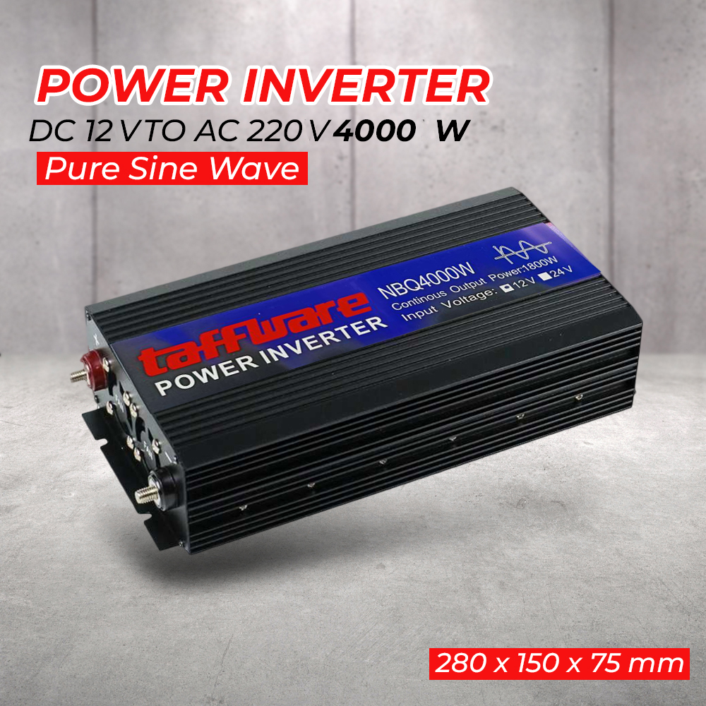 Taffware Power Inverter Mobil Pure Sine Wave DC 12V to AC 220V 4000W - NBQ4000W